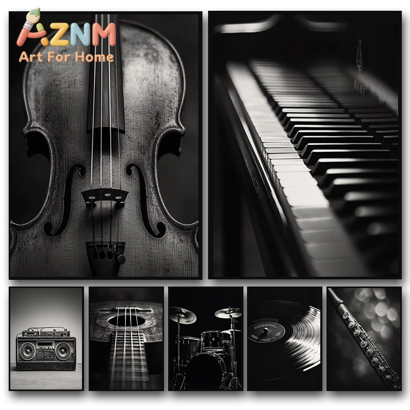 Picture Of Musical Instrument - 클래식 악기 사진 포스터 바이올린 비닐