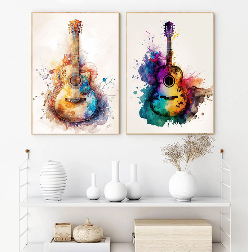 음악 악기 기타 수채화 아트 포스터 캔버스 페인팅 벽  - Picture Of Musical Instrument 리뷰 및 가격