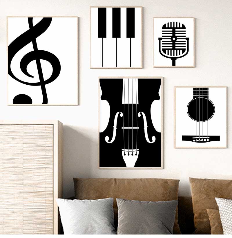 미니멀리스트 악기 포스터 및 프린트, 음악 애호가 모던 - Picture Of Musical Instrument 리뷰 및 가격