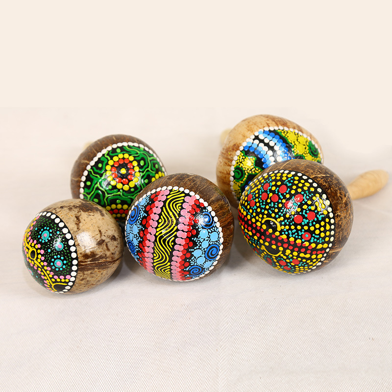 페인트 코코넛 껍질 마라카스 자연 코코넛 껍질 모래 해 - Musical Instrument Maraca 리뷰 및 가격