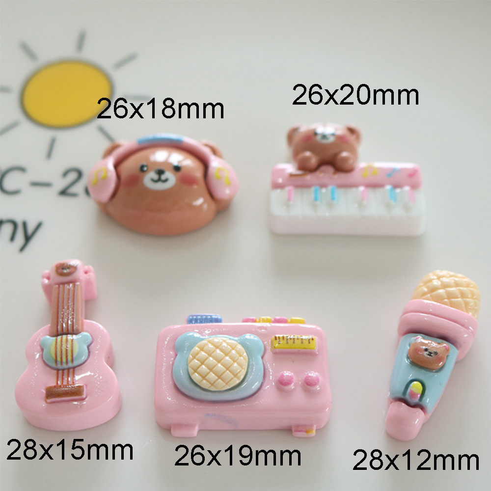 10PCS 반짝 이는 곰 악기 수지 플랫 백 카보 숑  - Musical Instrument Craft 리뷰 및 가격