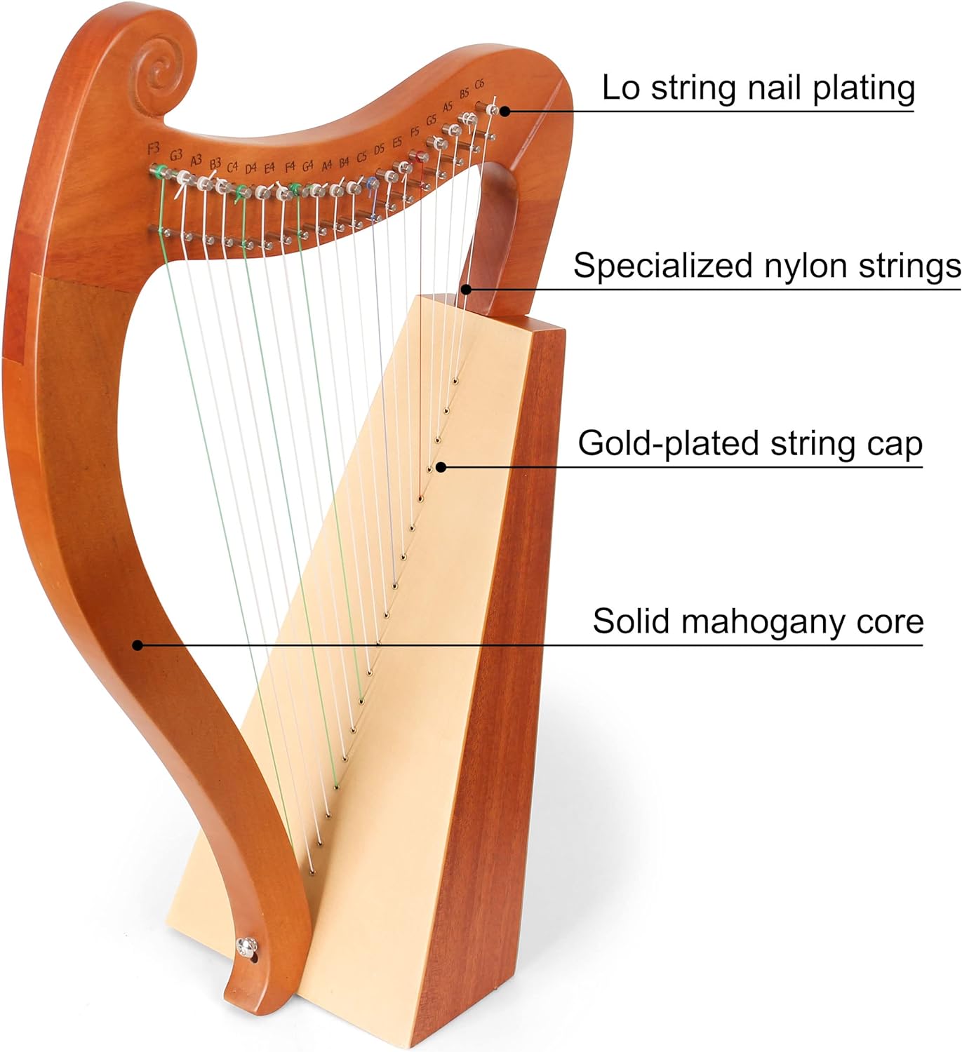 15 19 현 미니 하프 Lyre 피아노 단단한 나무  - Musical Instrument Names 리뷰 및 가격